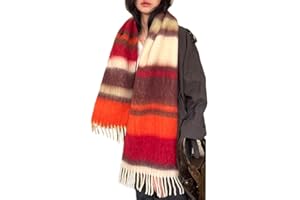 OUNIYA Big Chunky Plaid Scarf Colorful Checked Oversized Thick Scarves Soft Large Cashmere Wool Winter Warm Blanket Women
