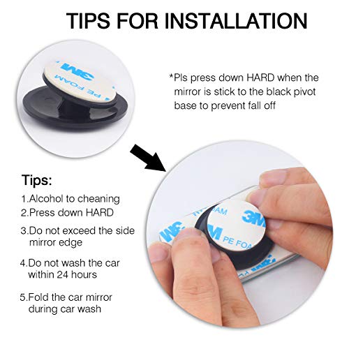 KMMIN Blind Spot Mirror, Square Convex Car Mirror Blind Spot for Universal Vehicles HD Frameless Blind Spot Mirrors 360° Rotatable for Car Great Rear View (2Pack) - Thumbnail 2