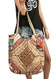 Oversize Large Shoulder Bag Floral Embroidered Tote Travel School Market Gold Beach Boho Hippie Colorful