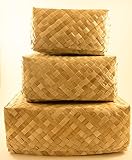 3 Set Handwoven & Eco-Friendly Lauhala Cube Boxes