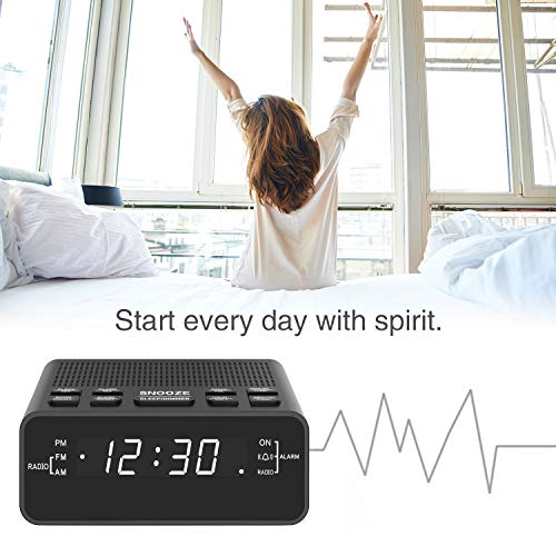 Alarm Clock Radio, Digital FM Radio Alarm Clock for Bedroom … (Black) - Thumbnail 3