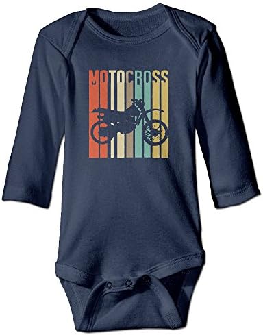 Cool Vintage Motocross Dirt Bike Silhouette Unisex Baby Long Sleeve Romper 6 M