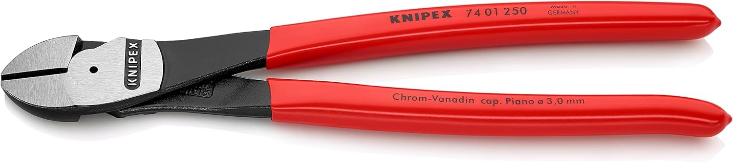 KNIPEX High Leverage Diagonal Cutter with Plastic Coating 250 mm, 74 01 250