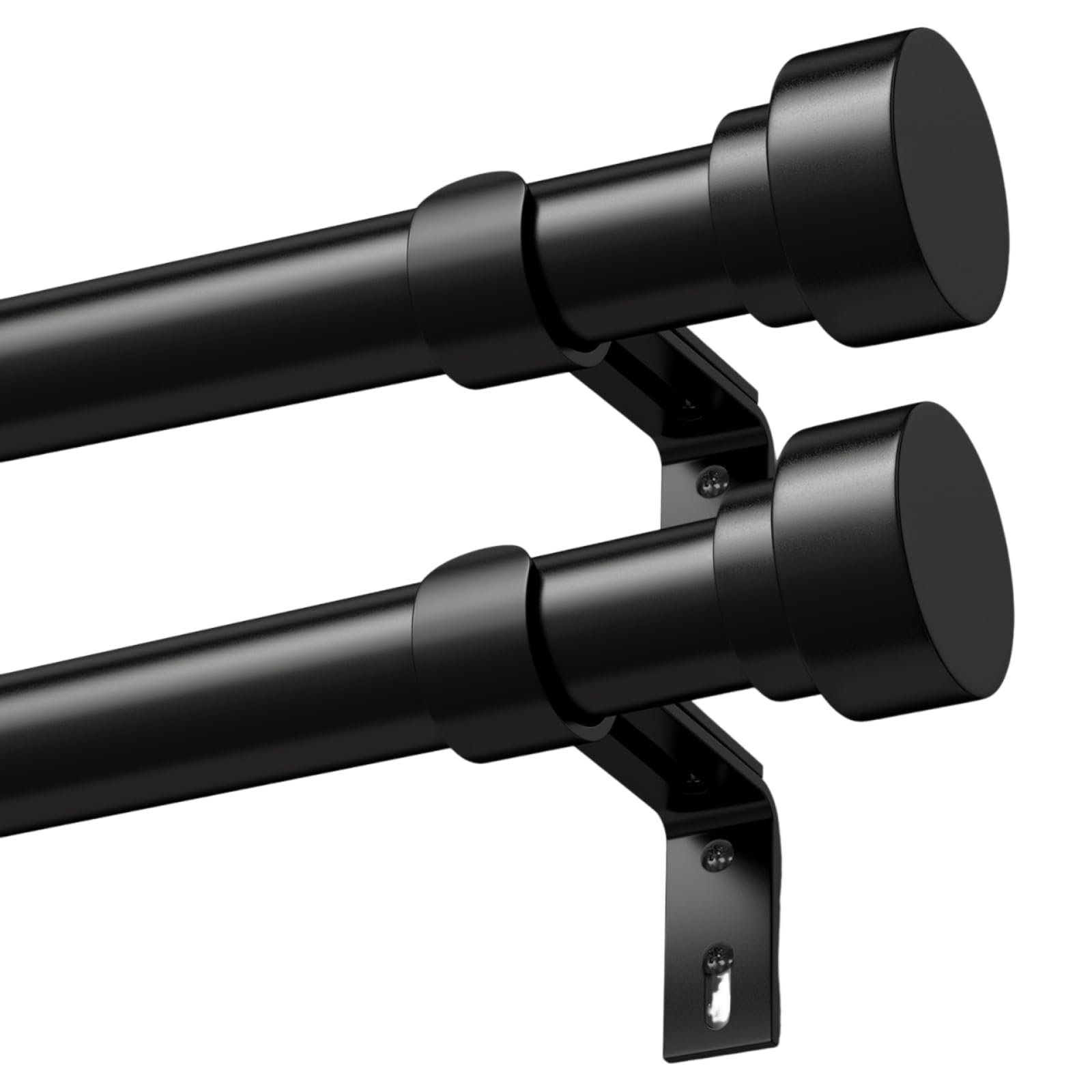 Black Curtain Poles for Eyelet Curtains Metal Extendable Curtain Rod Adjustable Voile Curtain Poles for Windows Door (Black, 76-228cm, A1, 2Pcs）