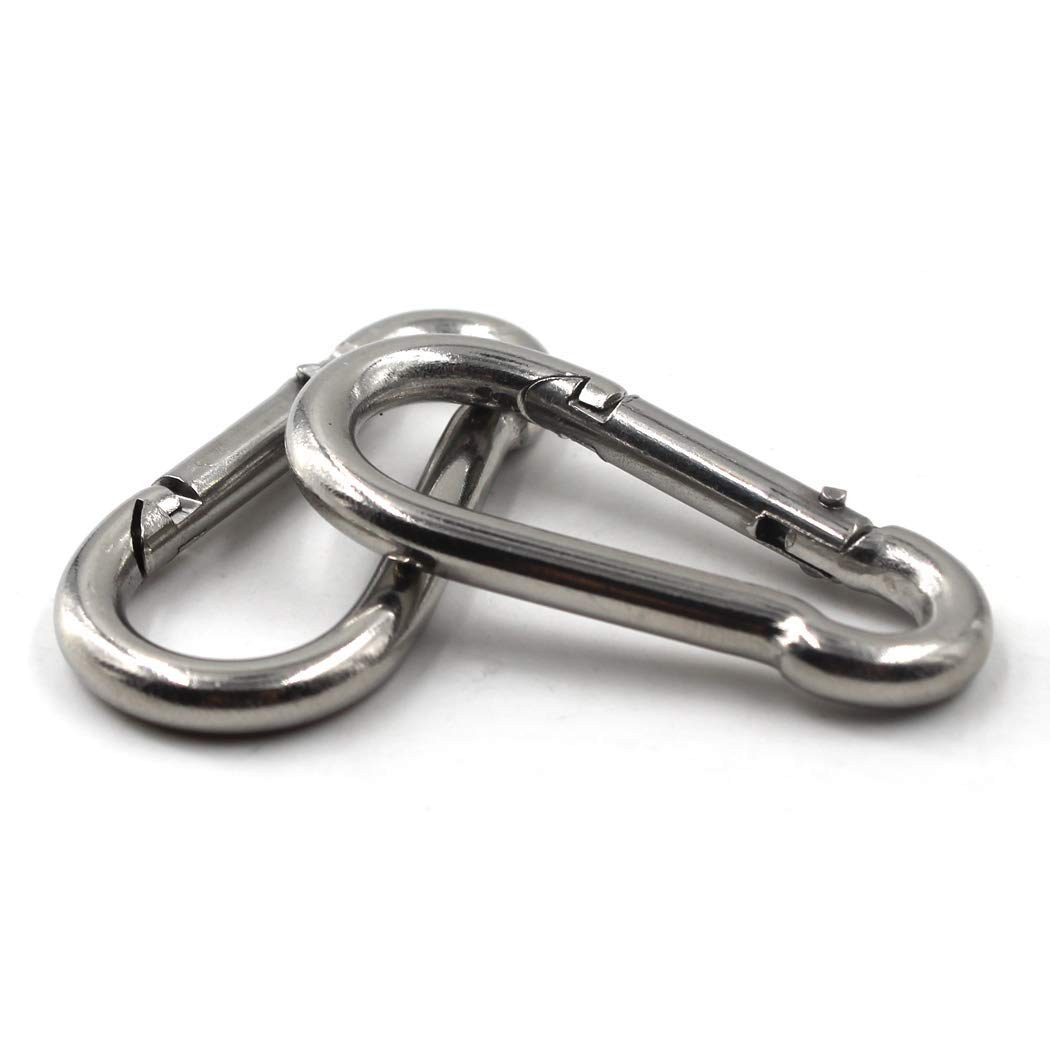 Merriway BH06888 (2 Pcs) Stainless Steel 316 A4 Marine Grade Carabiner Snap Spring Clip Hook M6 (1/4 inch) - Pack of 2 Pieces