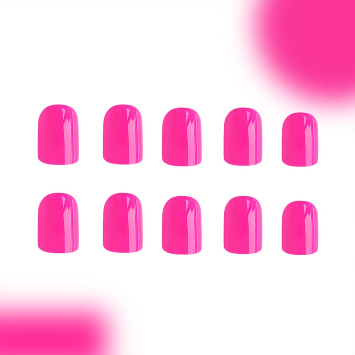 Hot Pink Press on Nails Short Square Fake Nails Pink False Nails with Designs Solid Colour Acrylic Glossy Full Cover Glue on Nails Press ons Cute Artificial Stick on Nails for Women Manicure 24 Pcs - Image 4