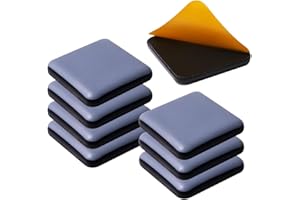 HiCycle2 Furniture Sliders for Carpet and Hardwood Floors, Adhesive Glides, Self-Stick PTFE (Teflon) Pads, Square 40mm, 8 Pack, Dusty Blue