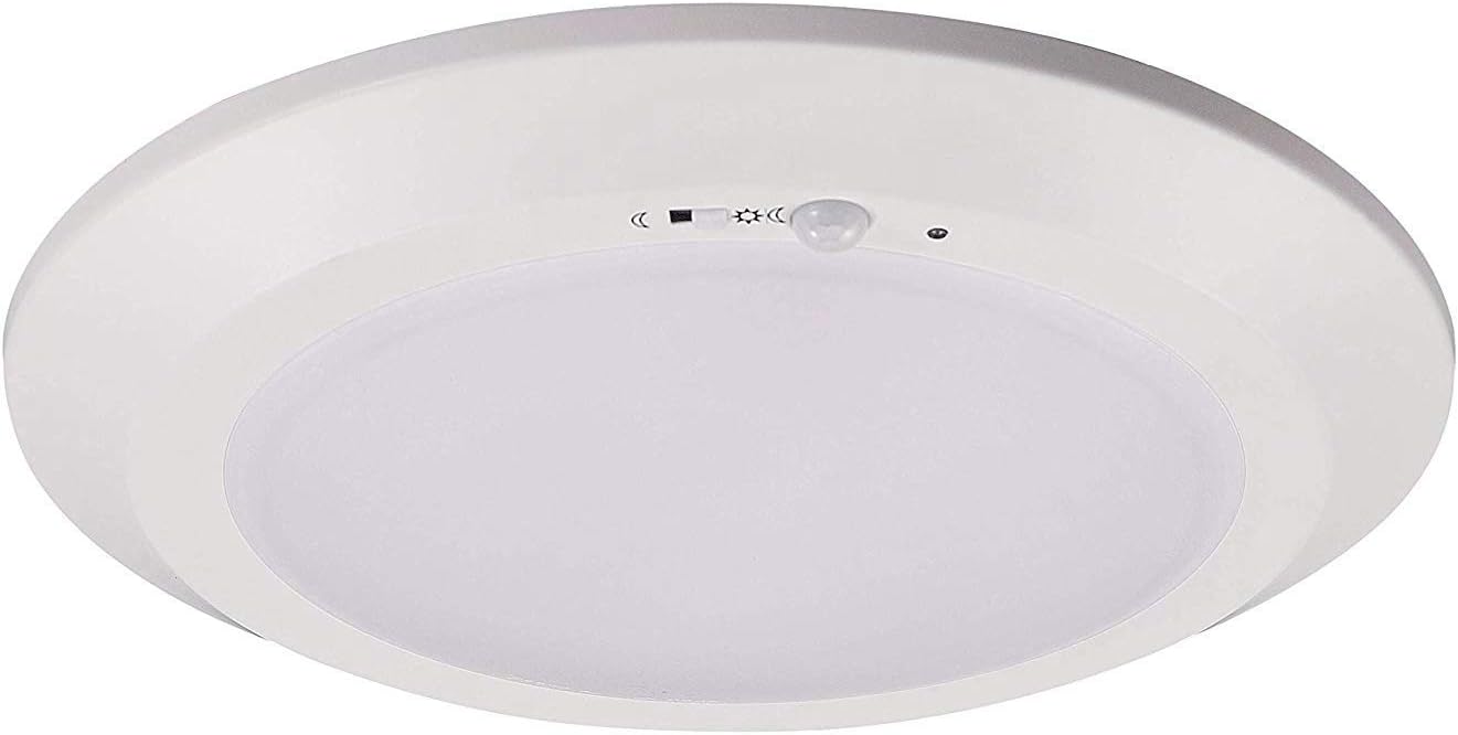 Cloudy Bay 10 Inch Motion Sensor Ceiling Light With Photocell, 120V 18W 5000K Bright Day Light,10 inch LED Flush Mount Round Lighting Fixture For Garage,Walk-in Closet,Attic,Pantry