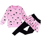 Little Girls Outfits Clothes Toddler Long Sleeve Heart Print Hoodie Shirts Top + Leggings Kids Clothing Set