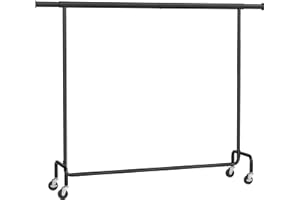 SONGMICS Clothes Rack with Wheels, Heavy-Duty Garment Rack with Extendable Hanging Rod, 110 kg Load Capacity, 45 x (160-200) 