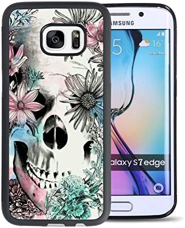 Samsung Galaxy S7 Edge Case,Customized Sugar Skull TPU and PC for Samsung Galaxy S7 Edge--Black