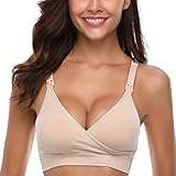 BAOMOSI Womens Nursing Bras for Breastfeeding Seamless Wirefree Maternity Wear Bra Beige L