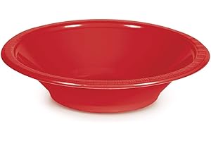 Creative Converting Touch of Color Plastic Bowls Party Supplies, 12oz, Classic Red