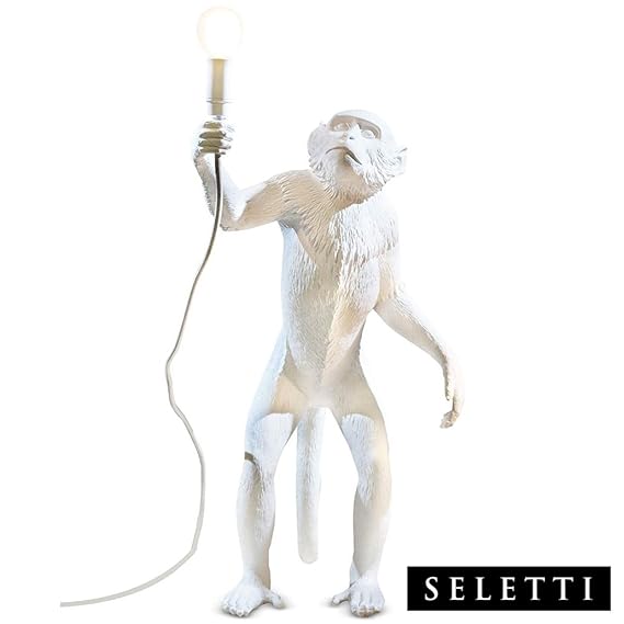 Seletti 14880'Monkey Lamp Stehlampe AFFE 46 X 27,5 cm Höhe 54 cm, Harz, Weiß, 57,8 x 51,2 x 30 cm