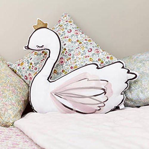 Funif Cute 100% Cotton Decorative Throw Pillow for Home Office Sofa Stuffed Toys Back Cushion Creative Doll for Kids White Swan 18.9"