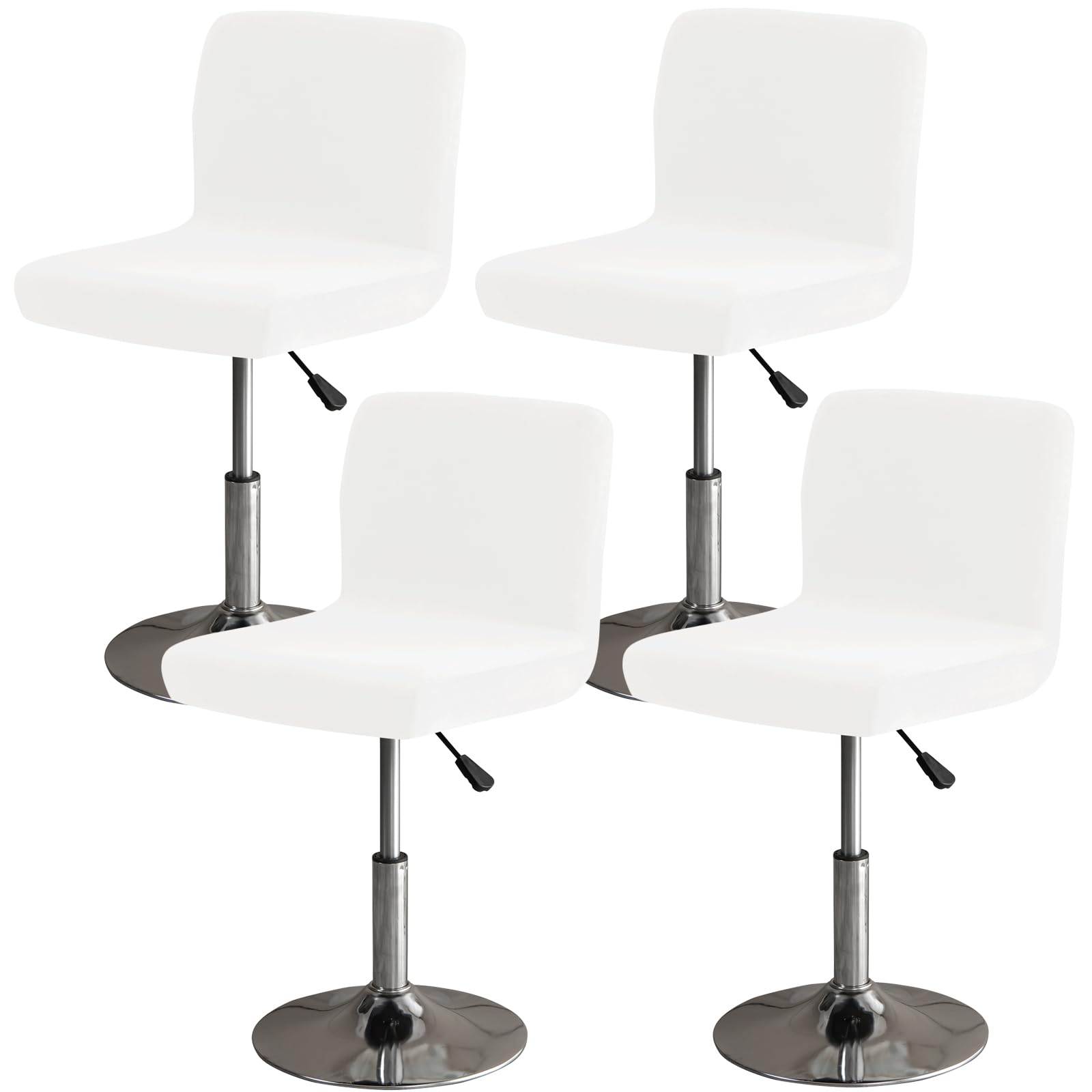 Photo 1 of Gollense Velvet Stretch Bar Stool Covers with Backs, 4 Pack Pub Counter Stool Chair Covers, Washable Square Swivel Barstool Seat Slipcover with Elastic Bottom for Low Short Back Chair (Milky White)