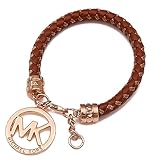 Women Retro Exquisite Luxury Charm Bracelets Leather Letter Brown