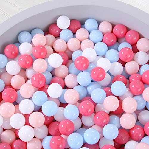 N+A 100 Balls for Ball Pit – 4 Colors Pit Balls Soft Plastic Balls for Ball Pit Ball Pool Play Tent Baby Playhouse Birthday Party Decoration, Color Pink, Light Pink, White, Blue