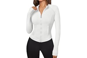 Trendy Queen Women's Full Zip Up Scrubs Lightweight Jacket Cropped Long Sleeve Workout Sweatshirts Slim Fit Running Hoodies