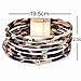 ILJILU Leopard Bracelets for Women Metal Pipe Charm Multilayer Wide Leather Wrap Bracelet