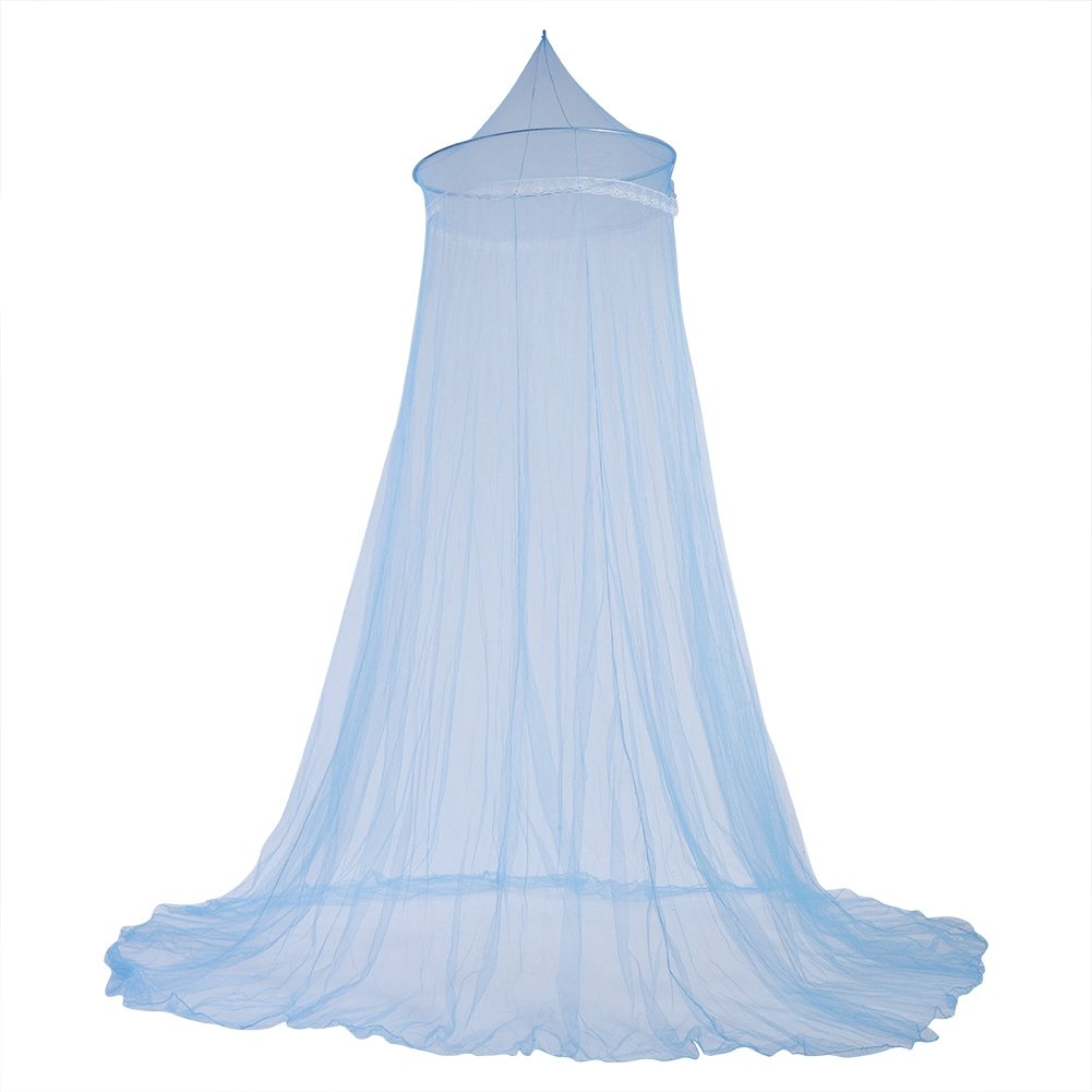 Fdit Bed Canopy Curtains Elegant Lace Princess Kids Canopy Curtain for Girls Room Bedding (Blue, King Size, Romantic Style)