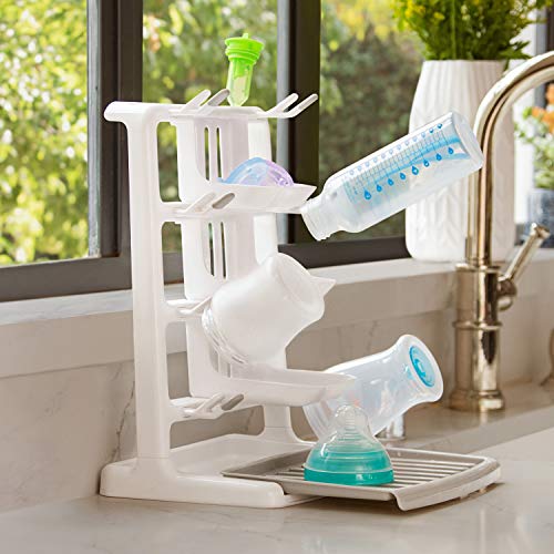 Munchkin Tidy Dry Baby Bottle Drying Rack and 2pk Sponge Bottle Brush