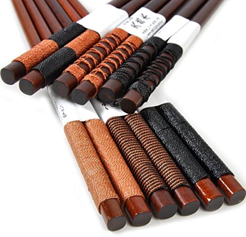 New 6 Pairs Handmade Japanese Natural Chestnut Wood Chopsticks Set Value Gift