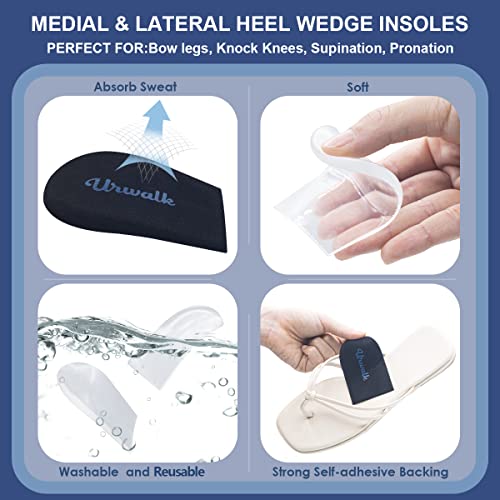 3 Layers Adjustable Supination & Over - Pronation Adhesive Corrective Gel Shoe Inserts, Medial& Lateral Heel Wedge Lifts for Foot Alignment, Knock Knee Pain, Bow Legs, Osteoarthritis(Black)
