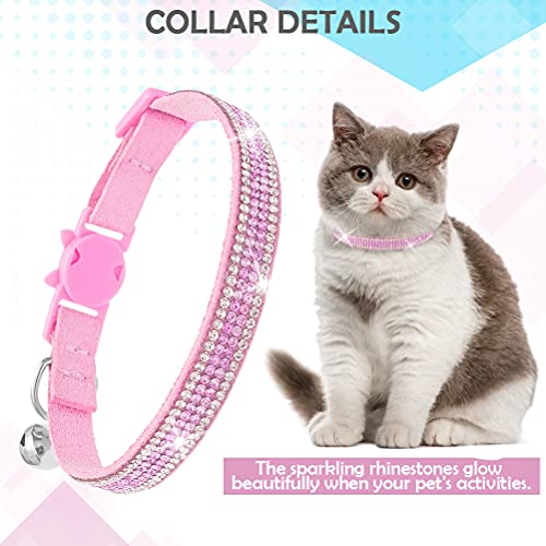 OFPUPPY Bling Rhinestone Breakaway Cat Collars with Bells 2 PCS