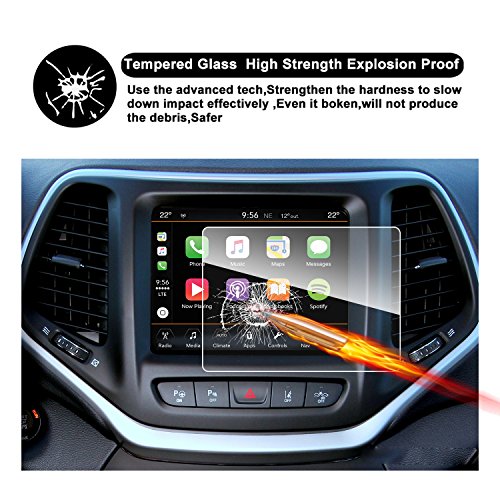 2014-2018 Jeep Cherokee Uconnect Touch Screen Car Display Navigation Screen Protector, RUIYA HD Clear TEMPERED GLASS Car In-Dash Screen Protective Film (8.4-Inch)