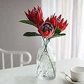 NatureMan 3 Pieces Artificial Flowers Fake Silk Protea Cynaroides Plastic Flower Arrangements Decor Bouquet for Wedding Table Centerpieces (Red)