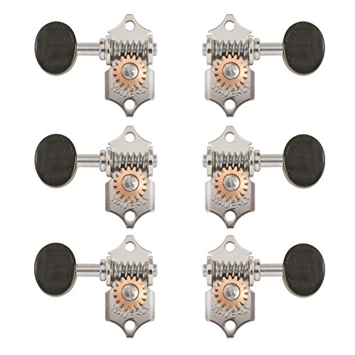 Waverly Guitar Tuners with Ebony Knobs, for Solid Pegheads, Nickel, 3L/3R