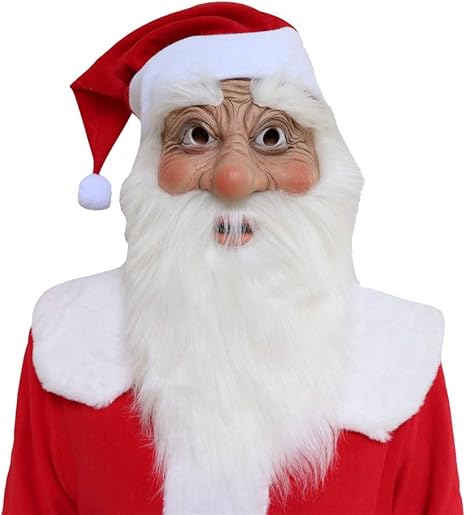 Rapoyo Santa Latexmaske Weihnachtsmann Maske Vollgesichtsbedeckter Weißer  Bart Lustige Party Maske Weihnachten Cosplay Party Kostüm: Amazon.de: Küche  & Haushalt
