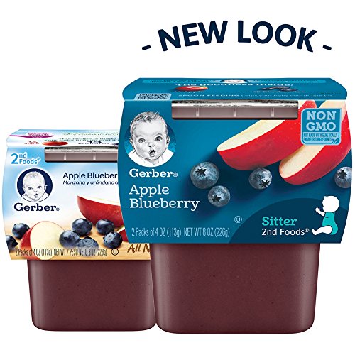 Gerber 2nd Foods Apple Blueberry, 4 Ounce Tubs, 2 Count (Pack of 8)
