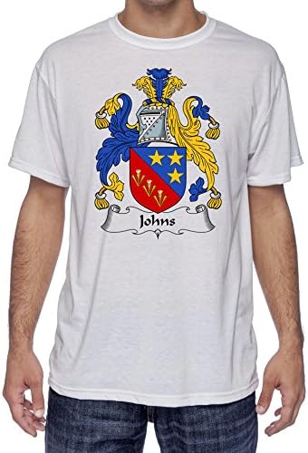 Johns Coat of Arms-Family Crest, Moister Wicking Sports T-Shirt Medium White