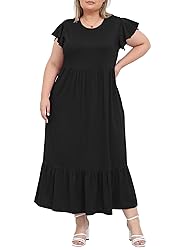 Moon Wood Women's 2025 Plus Size Casual Dress Crew