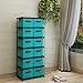 Function Home 12-Drawer Chest, 6 Tier Storage Organizer Tower, Metal Shelf with 12 Removable Fabric Bins, Ideal for Home Office Dorm Bedroom, Turquoise