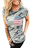 Daomumen Clearance Womens T Shirts American Flag Camouflage Short Sleeve Camo Shirt