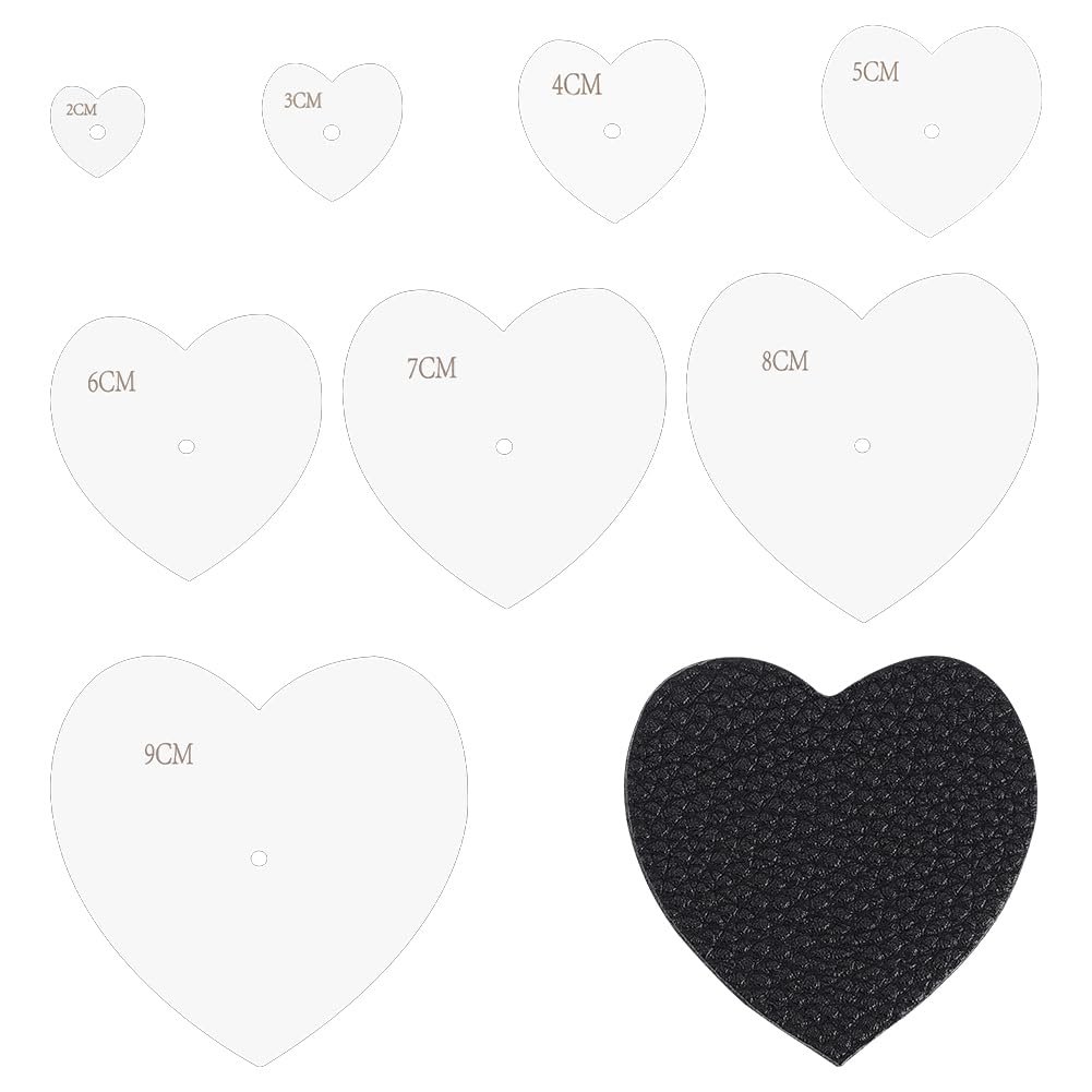 UNICRAFTALE 8 Pcs 8 Sizes Acrylic Sashiko Stencils Heart Stencils Hearts Quilting Template Embroidery Tool Drawing Heart Stencil for Painting Hand Quilting and Embroidery