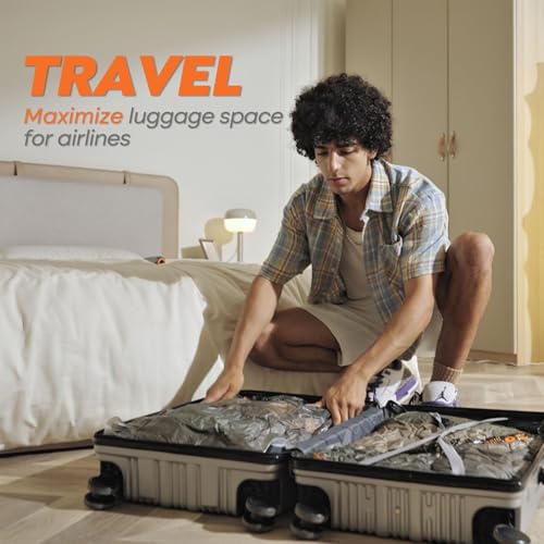 SOUNDCOUS Travel Storage Bags Set，Rechargeable Wireless Pump ，15 Pack Portable Space Saver Bags for Travel & Home - Vacuum Compression Packing Seal for Clothes, Blankets, Seasonal Storage (15 Pack)