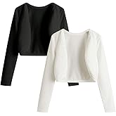 SHENHE Girl's 2 Pack Long Sleeve Bolero Shrugs for Dresses Open Front Lightweight Crop Jacket