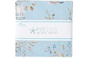 RILEY BLAKE DESIGNS Blue Escape Coastal Riley Blake 5-inch Stacker, 42 Precut Fabric Quilt Squares by Lisa Audit, Assorted