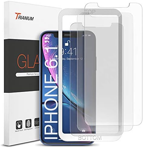 Trianium 3 Pack Glass Protector Suitable with iPhone 11 Display Protector, iPhone XR Display Protector Tempered Glass Movie [6.1 Inch] HD Readability 0.25mm with Set up Alignment Case Tray (3-Pack)