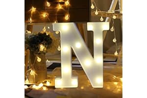 AMZURE LED Marquee Letter Lights Sign N 26 Alphabet Light Up Letters Sign for Night Light Wedding Birthday Party Battery Powered Christmas Lamp Home Bar Decoration (N)