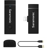Saramonic Wireless Lavalier Microphone for iPhone,MFi Certified, Plug Play Noise Cancelling Lapel Mic,196ft Transmission,10H Working Time,Cordless Clip on Mic for Video Recording Live Streaming