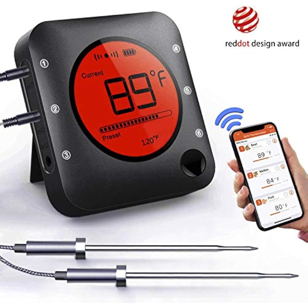 Smart Bluetooth BBQ Grill Thermometer Wireless 5.0 Barbecue Meat With 2