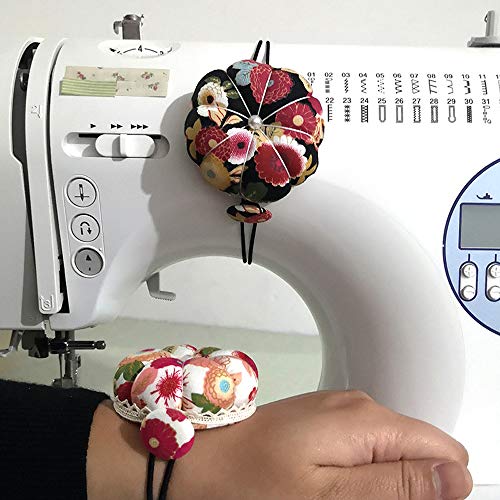 JKJF 2 Pieces Wrist Strap Pin Cushions, Sewing Pincushion Pumpkin Shape Soft Cotton Fabric for Cross Stitch Sewing Safety Pin Cushion Accessories - Thumbnail 4