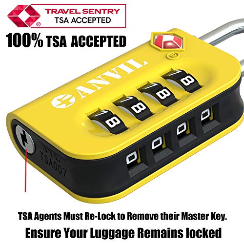 TSA Approved Luggage Lock 4 Digit Combination Padlocks with a