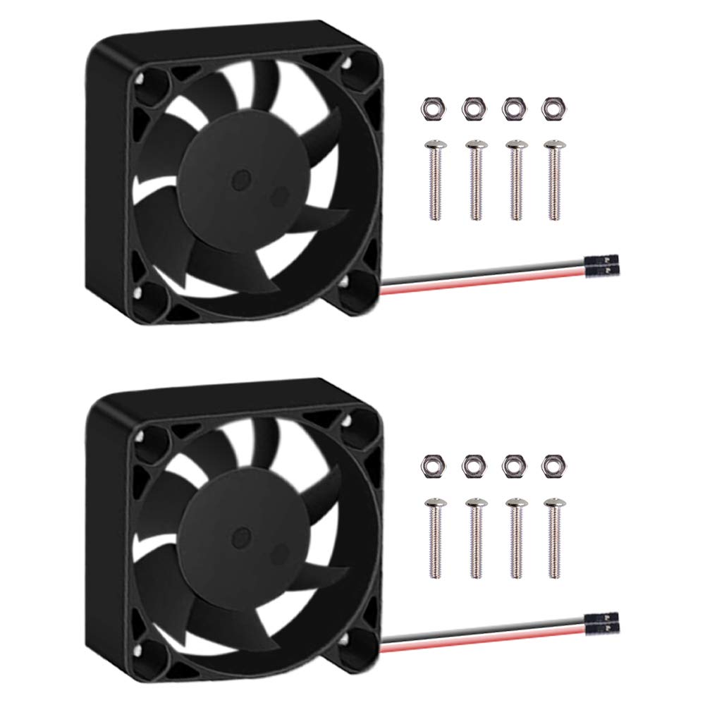 GeeekPi 2PCS Raspberry Pi 4 Fan DC 5V Brushless CPU Cooling Fan 40x40x10mm, for Raspberry Pi 4 Model B,3B+,Raspberry Pi 3/2 Model B (Black)