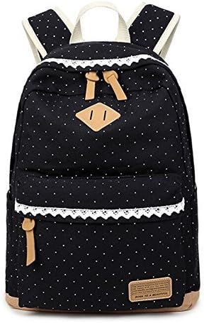 Girls Backpack, Lightweight Vintage Lace Rucksack School Bag Travel Casual Laptop Girl Schoolbag (Black)